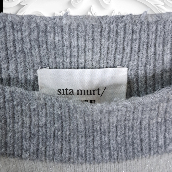 Sita Murt Colorblock Grey Tan Cream Alpaca-Blend Boatneck Sweater - Picture 7 of 8